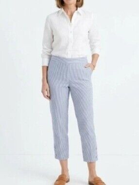 J. Jill Light Blue Striped Cropped Pants